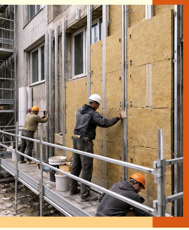 Утепление вентилируемого фасада в Сасове от 5659 руб/м2 — монтаж и утепление вентфасад | ТепломастерСсв